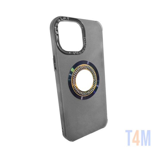 Capa de Silicone com Diamond Designe para Apple iPhone 15 Pro Preto